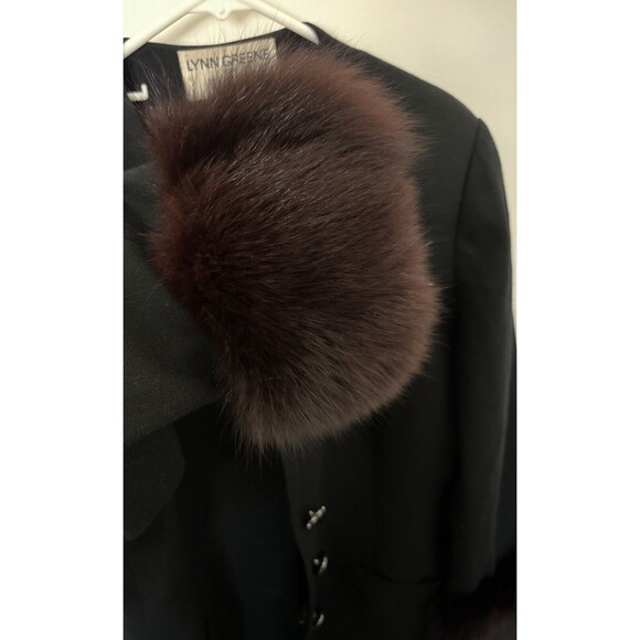 Vintage Lynn Greene for Richard Neal Jacket Women Size 12 Wool Dyed Blue Fox Fur - Picture 9 of 9